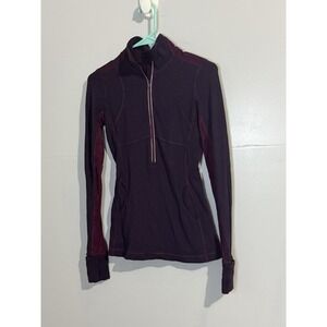 LULULEMON Athletica Star Runner 1/2 Zip Pullover Purple Stripe Women's Size 4